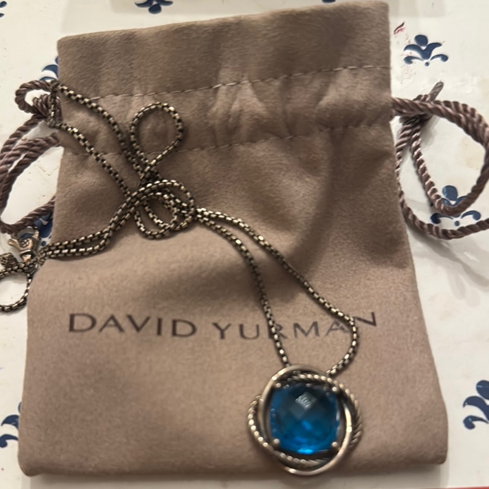 David Yurman Blue and Silver Gemstone Necklace